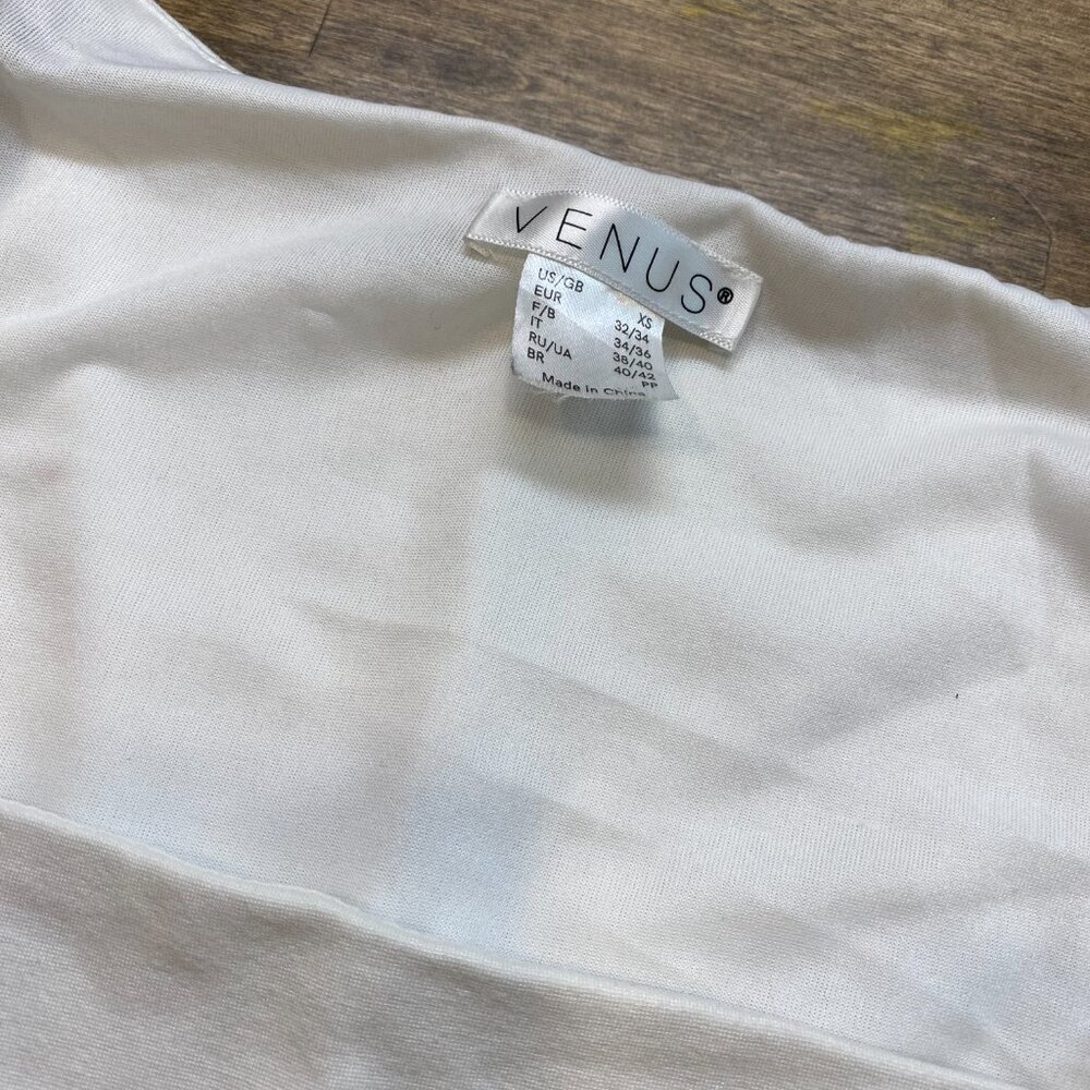 Venus Women’s White Square Neck Side Zip Padded & Double Lined Blouse Office XS - Picture 5 of 5